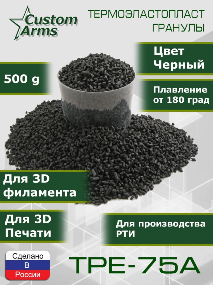 Пластик TPE-75A гранулы Черный
