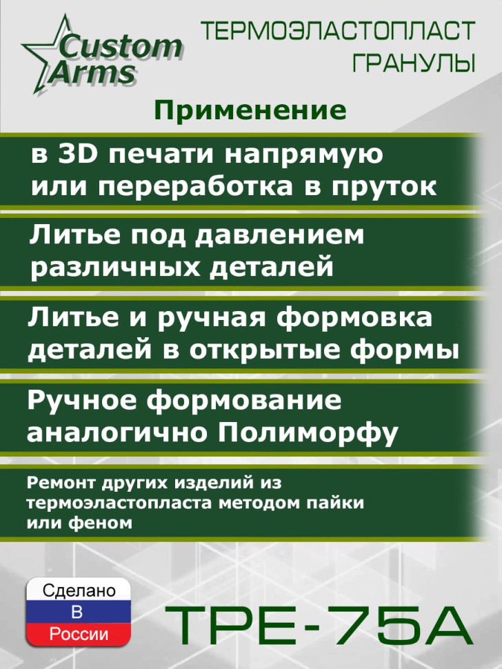 Пластик TPE-75A гранулы Черный